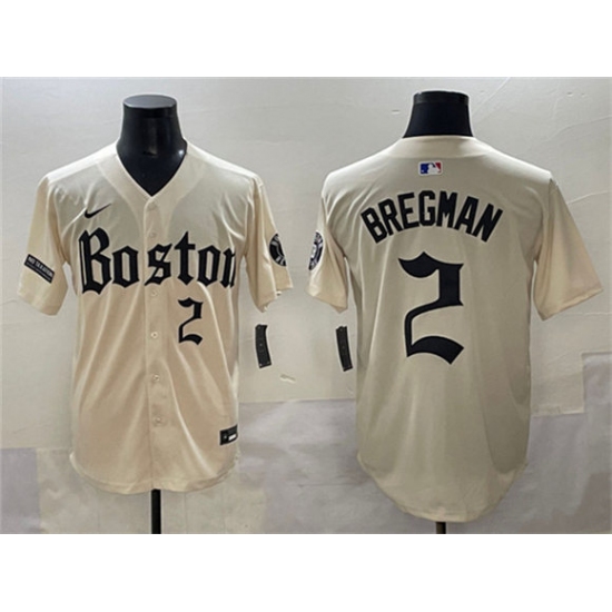 Men's Boston Red Sox #2 Alex Bregman Cream Gothic Vapor Limited Stitched Baseball Jersey - Ujersey