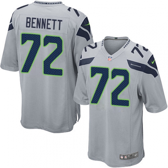 Men's Nike Seattle Seahawks #72 Michael Bennett Game Grey Alternate NFL Jersey - Ujersey