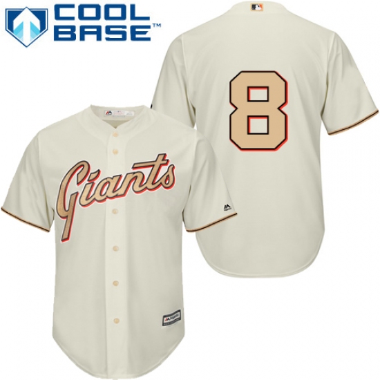 Men's Majestic San Francisco Giants #8 Hunter Pence Authentic Cream Commemorative Cool Base MLB Jersey - Ujersey