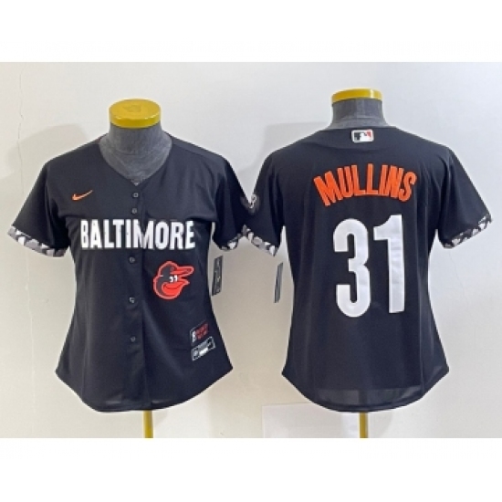 Women's Baltimore Orioles #31 Cedric Mullins Black 2023 City Connect Cool Base Stitched Jersey 1 - Ujersey