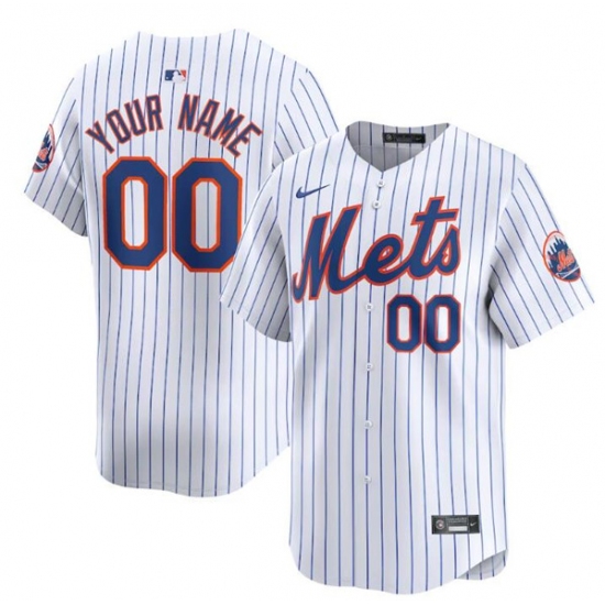 Men's New York Mets Active Player Cutsom 2024 White Home Limited Stitched Baseball Jersey - Ujersey