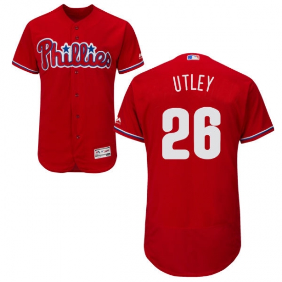 Men's Majestic Philadelphia Phillies #26 Chase Utley Red Alternate Flex Base Authentic Collection MLB Jersey - Ujersey