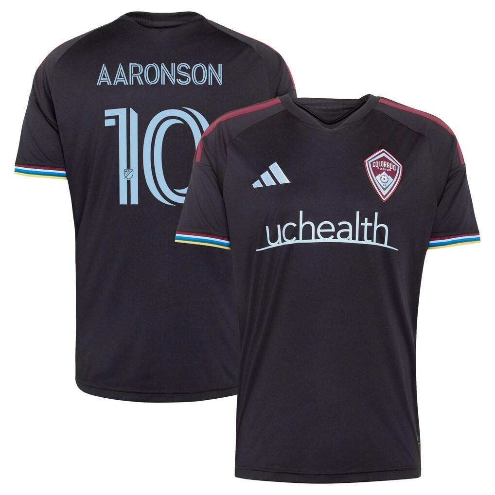 Men's Colorado Rapids Paxten Aaronson adidas Black 2026 Colorful Colorado Replica Jersey - Ujersey
