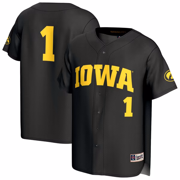 Youth GameDay Greats Black Iowa Hawkeyes Lightweight Collegiate Baseball Fashion Jersey - U-jersey