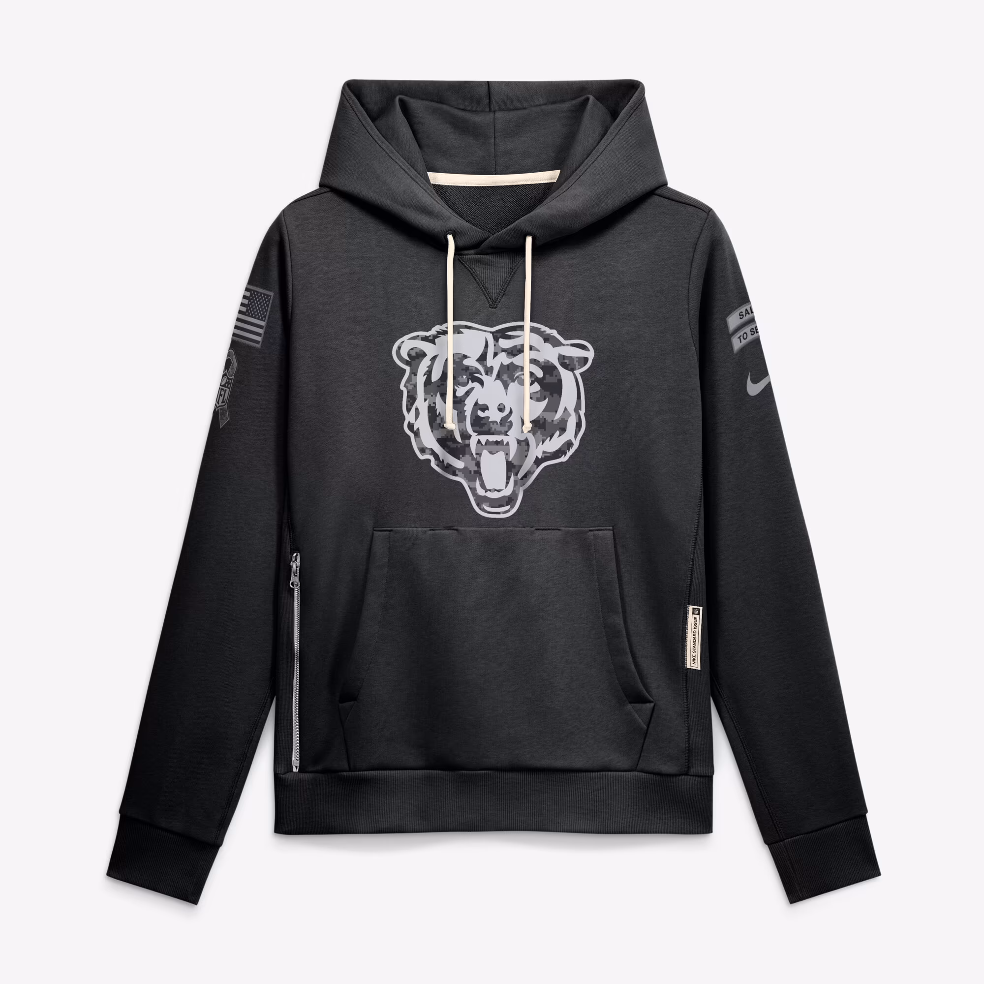 Women's Chicago Bears  Nike Black 2026 Salute to Service Sideline Dri-FIT Pullover Hoodie - Ujersey