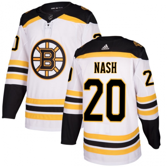 Youth Adidas Boston Bruins #20 Riley Nash Authentic White Away NHL Jersey - Ujersey