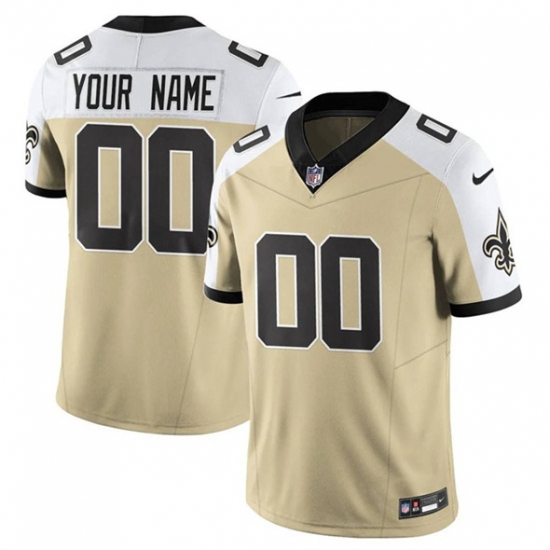Men's New Orleans Saints Active Player Custom Gold White Alternate 2025 F.U.S.E. Vapor Limited Football Stitched Jersey - Ujersey