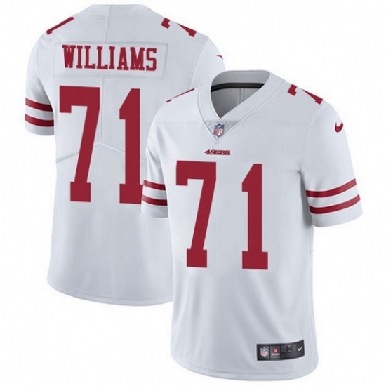 Men's San Francisco 49ers #71 Trent Williams White Anniversary Vapor Untouchable Limited Stitched Football Jersey