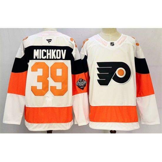 Men's Philadelphia Flyers #39 Matvei Michkov White 2024-25 With A Stitched Jersey - Ujersey