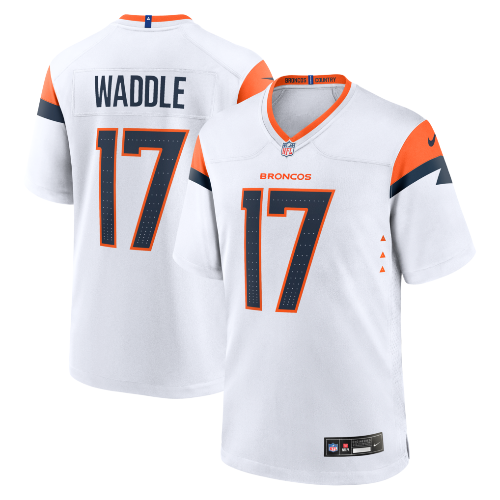 Men's Denver Broncos Jaylen Waddle Nike White Game Jersey - Ujersey