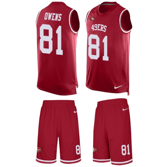 Men's Nike San Francisco 49ers #81 Terrell Owens Limited Red Tank Top Suit NFL Jersey - Ujersey