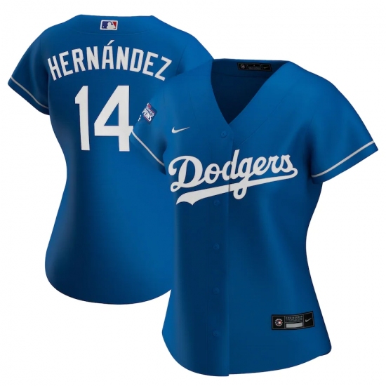 Women's Los Angeles Dodgers #14 Enrique Hernández Nike Royal 2020 World Series Champions Alternate Replica Player Jersey - Ujersey