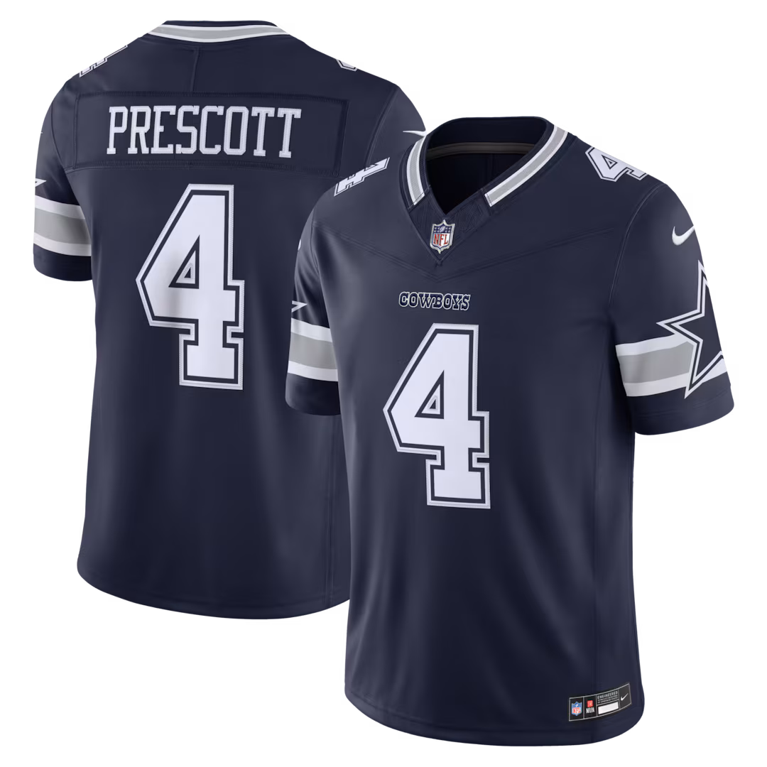 Men's Dallas Cowboys Dak Prescott Nike Navy Team Vapor F.U.S.E. Stitched Limited Jersey - Ujersey