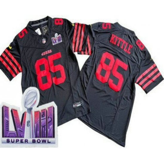 Men's San Francisco 49ers #85 George Kittle Limited Black FUSE LVIII Super Bowl Vapor Jersey - Ujersey