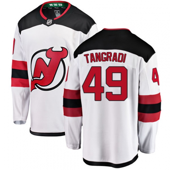 Men's New Jersey Devils #49 Eric Tangradi Fanatics Branded White Away Breakaway NHL Jersey - Ujersey
