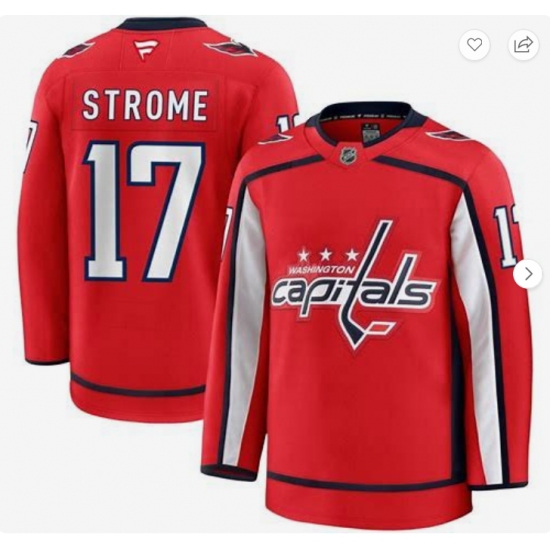 Men's Washington Capitals #17 Dylan Strome Red 2024-25 Home Stitched Hockey Jersey - Ujersey