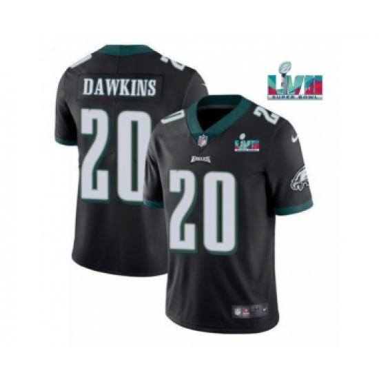 Men's Philadelphia Eagles #20 Brian Dawkins Black Super Bowl LVII Patch Vapor Untouchable Limited Stitched Jersey