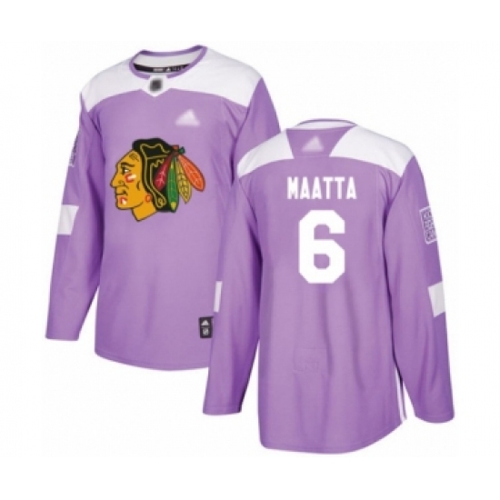 Men's Chicago Blackhawks #6 Olli Maatta Authentic Purple Fights Cancer Practice Hockey Jersey - Ujersey