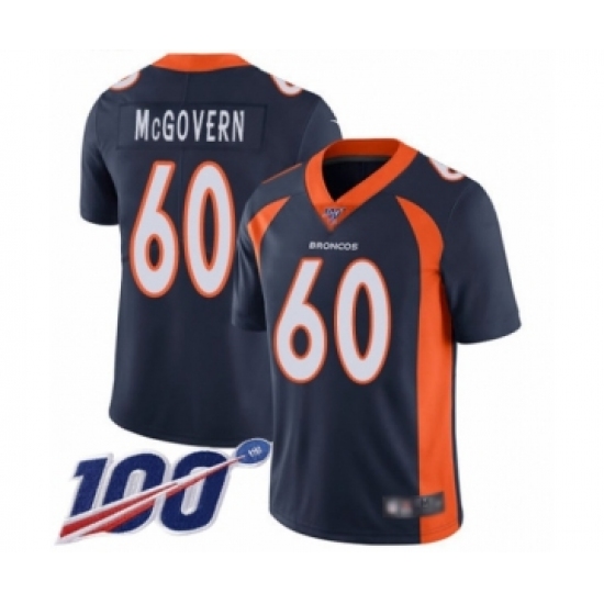 Men's Denver Broncos #60 Connor McGovern Navy Blue Alternate Vapor Untouchable Limited Player 100th Season Football Jersey - Ujersey
