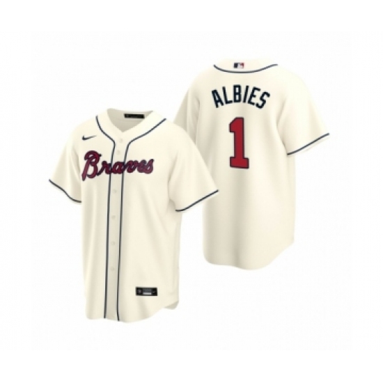 Women Atlanta Braves #1 Ozzie Albies Nike Cream 2020 Replica Alternate Jersey - Ujersey