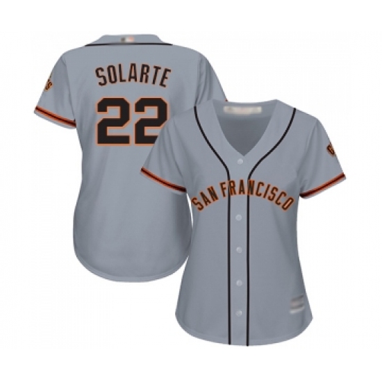 Women's San Francisco Giants #22 Yangervis Solarte Replica Grey Road Cool Base Baseball Jersey - Ujersey