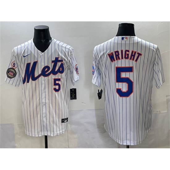 Men's New York Mets #5 David Wright White With Stitched Baseball Jersey - Ujersey
