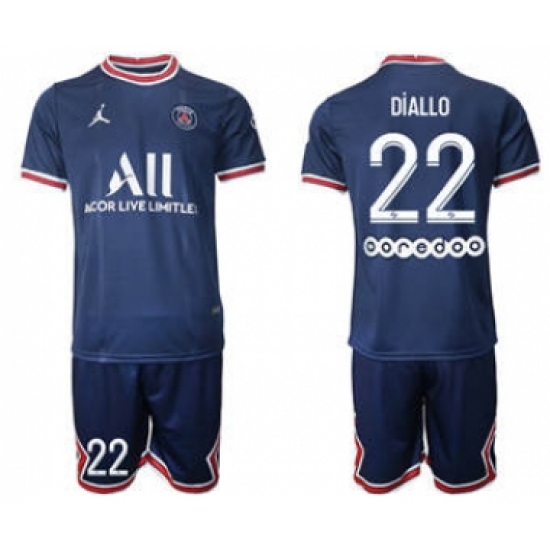 Men's Paris Saint-Germain #22 Diallo 2021-22 Blue Soccer Jersey