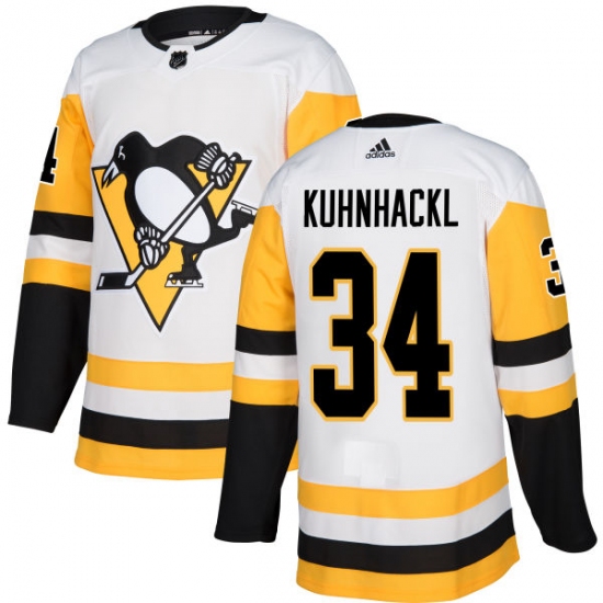 Women's Adidas Pittsburgh Penguins #34 Tom Kuhnhackl Authentic White Away NHL Jersey - Ujersey