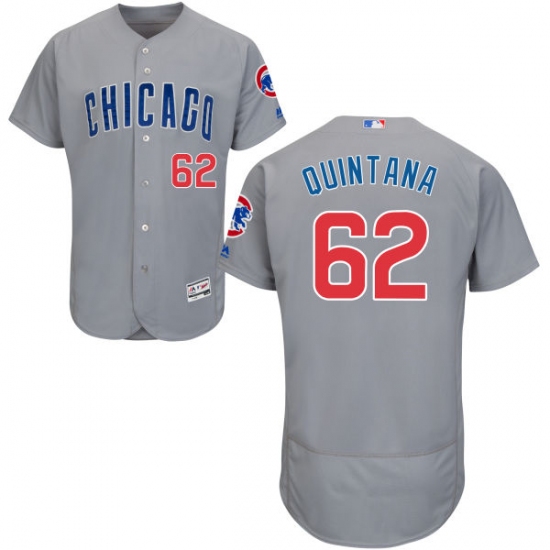 Men's Majestic Chicago Cubs #62 Jose Quintana Grey Road Flexbase Authentic Collection MLB Jersey - Ujersey