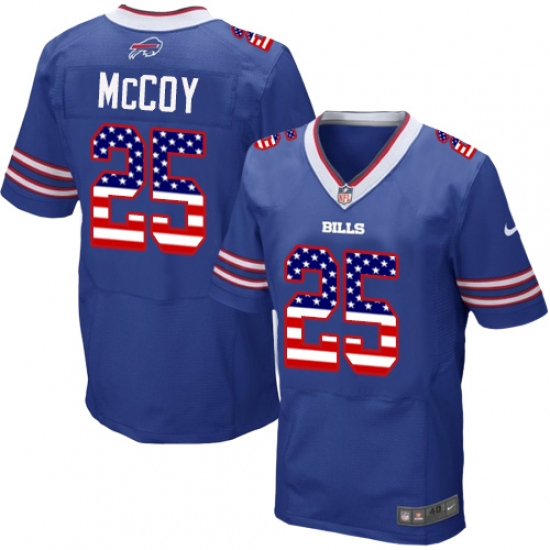 Men's Nike Buffalo Bills #25 LeSean McCoy Elite Royal Blue Home USA Flag Fashion NFL Jersey - ujerseystore
