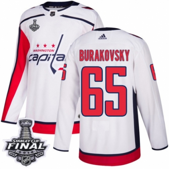 Youth Adidas Washington Capitals #65 Andre Burakovsky Authentic White Away 2018 Stanley Cup Final NHL Jersey - Ujersey