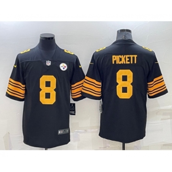 Men's Pittsburgh Steelers #8 Kenny Pickett Black Color Rush Stitched Jersey - Ujersey