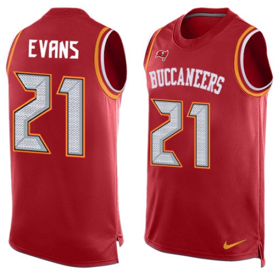 Men's Nike Tampa Bay Buccaneers #21 Justin Evans Limited Red Player Name & Number Tank Top NFL Jersey - Ujersey