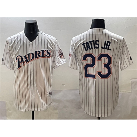 Men's San Diego Padres #23 Fernando Tatis Jr. White Throwback With Cool Base Stitched Baseball Jersey