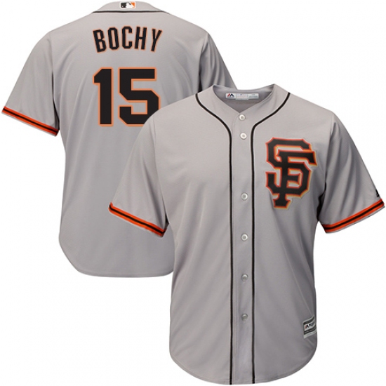 Youth Majestic San Francisco Giants #15 Bruce Bochy Replica Grey Road 2 Cool Base MLB Jersey - Ujersey