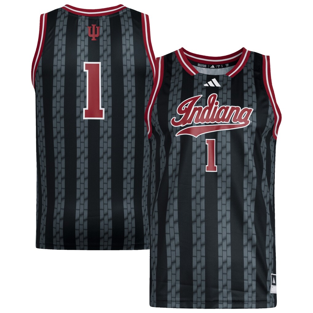 Men's adidas #1 Black Indiana Hoosiers Replica Swingman Jersey - U-jersey