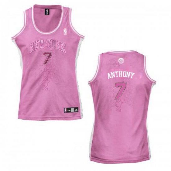 Women's Adidas New York Knicks #7 Carmelo Anthony Authentic Pink Fashion NBA Jersey