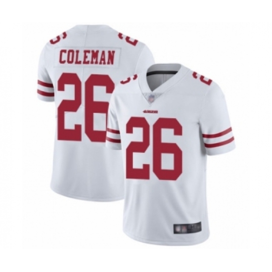 Youth San Francisco 49ers #26 Tevin Coleman White Vapor Untouchable Limited Player Football Jersey - Ujersey