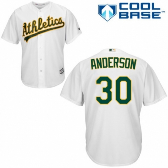 Youth Majestic Oakland Athletics #30 Brett Anderson Authentic White Home Cool Base MLB Jersey - Ujersey