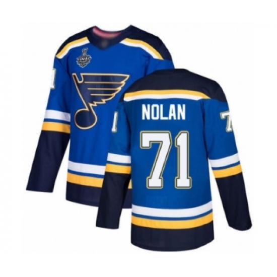Youth St. Louis Blues #71 Jordan Nolan Authentic Royal Blue Home 2019 Stanley Cup Final Bound Hockey Jersey - Ujersey