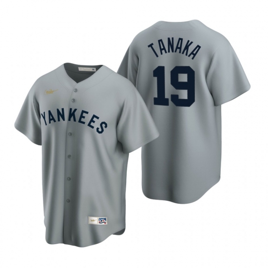 Men's Nike New York Yankees #19 Masahiro Tanaka Gray Cooperstown Collection Road Stitched Baseball Jersey - Ujersey