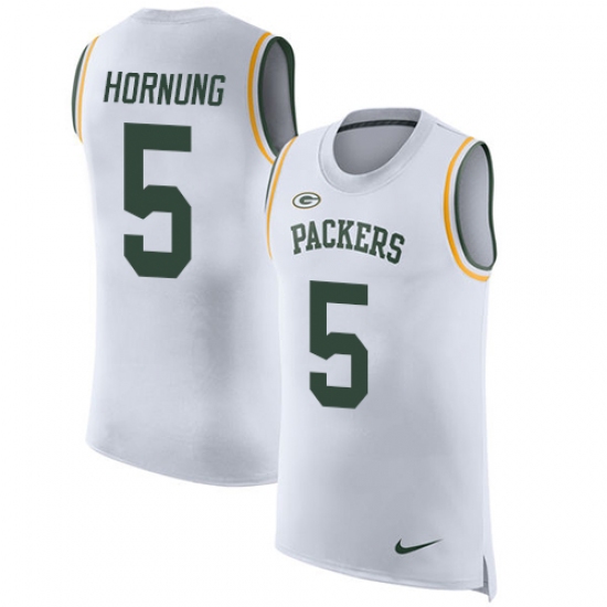 Men's Nike Green Bay Packers #5 Paul Hornung Limited White Rush Player Name & Number Tank Top NFL Jersey - Ujersey