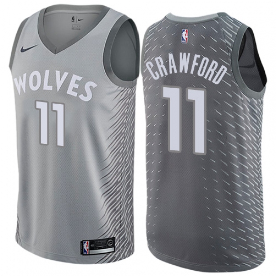 Men's Nike Minnesota Timberwolves #11 Jamal Crawford Swingman Gray NBA Jersey - City Edition - Ujersey