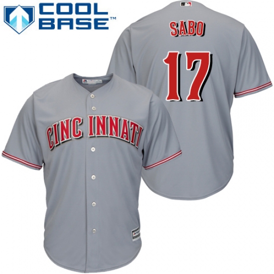 Youth Majestic Cincinnati Reds #17 Chris Sabo Authentic Grey Road Cool Base MLB Jersey