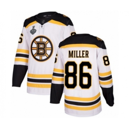 Men's Boston Bruins #86 Kevan Miller Authentic White Away 2019 Stanley Cup Final Bound Hockey Jersey - Ujersey