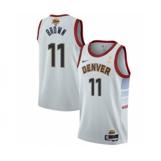 Men's Denver Nuggets #11 Bruce Brown White 2023 Finals Champions Icon Edition Stitched Basketball Jersey - Ujersey