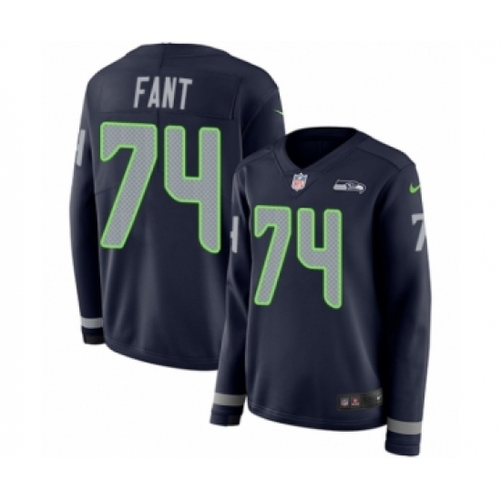 Women's Nike Seattle Seahawks #74 George Fant Limited Navy Blue Therma Long Sleeve NFL Jersey - Ujersey
