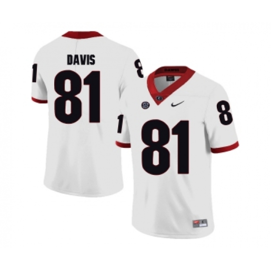 Georgia Bulldogs 81 Reggie Davis White College Football Jersey - Ujersey