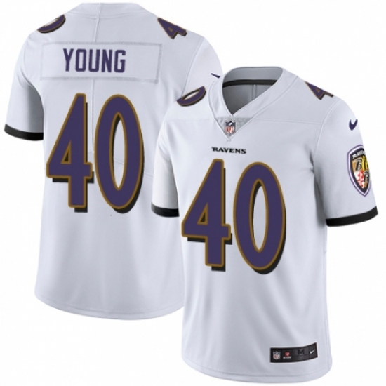 Youth Nike Baltimore Ravens #40 Kenny Young White Vapor Untouchable Limited Player NFL Jersey - Ujersey
