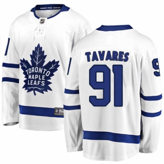 Youth Toronto Maple Leafs #91 John Tavares Authentic White Away Fanatics Branded Breakaway NHL Jersey - Ujersey